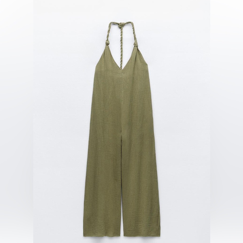 BNWT Zara woven strap Palazzo Jumpsuit Medium